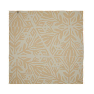 Beige Gold Ethnic Pattern Cotton Scarf - Thumbnail