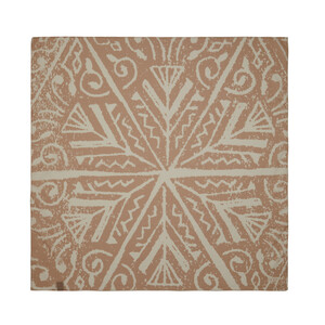 Dark Cream Ethnic Pattern Cotton Scarf - Thumbnail