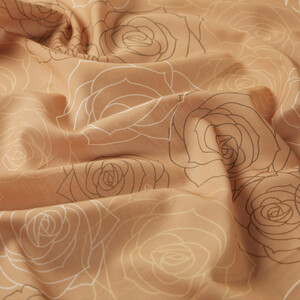  Honey Foam Rose Bouquet Cotton Scarf - Thumbnail