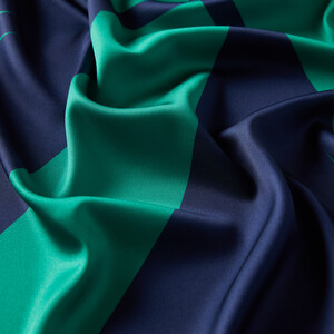 Navy Green Macro Puzzle Monogram Scarf - Thumbnail