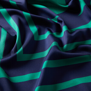 Navy Green Stripe Scarf - Thumbnail