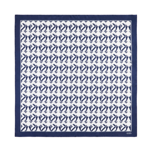 Navy Puzzle Monogram Scarf