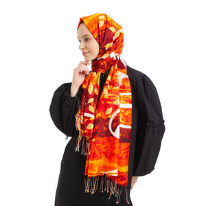 Orange Sunset Modal Silk Hijab - Thumbnail